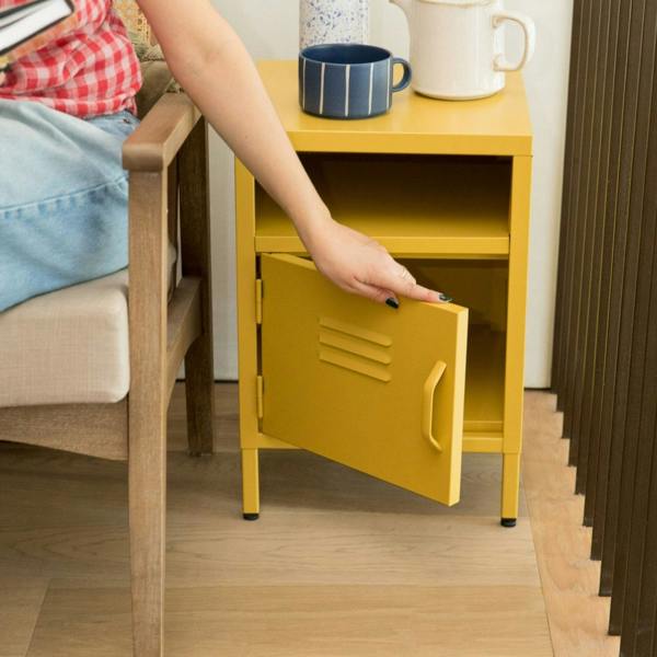 Scandi Home Nivia Mustard Yellow Metal Locker with Shelf