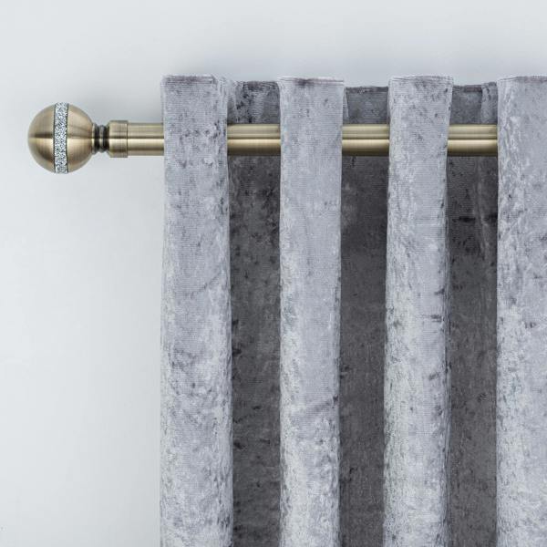 A.Unique Home Diamante Ball Extendable Curtain Pole (25/28mm) (Antique Brass,70cm-120cm)