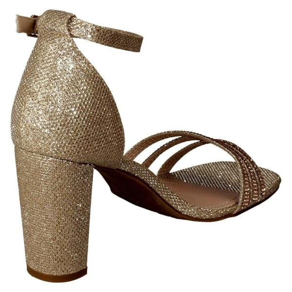 Spot On Ladies Spot On Ankle Strap Glitter Sandals F12036