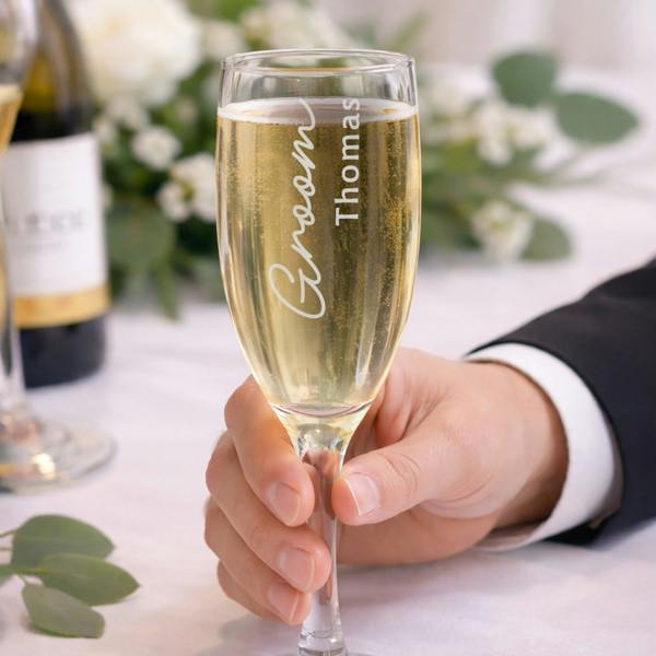 Abode Home & Gifts Personalised 'Groom' Champagne Flute