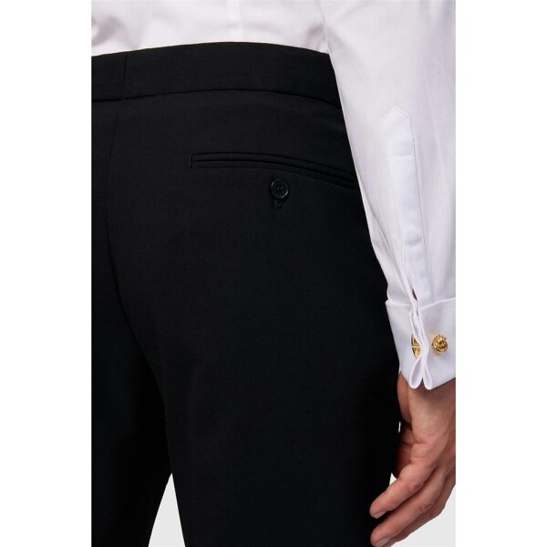 Antique Rogue Slim Fit Black Dresswear Trousers with Satin Piping