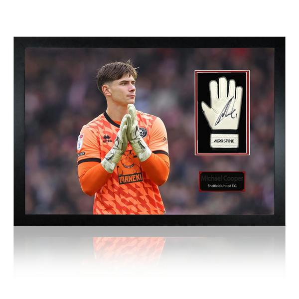 Michael Cooper Signed Sheffield United Goalkeeper Glove Iconic Frame