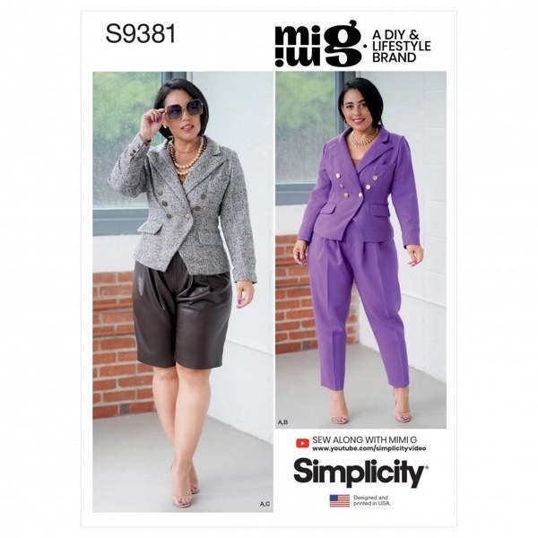 Simplicity Sewing Pattern 9381, Jackets, Trousers, Shorts, Suits for Women, AA (10-12-14-16-18) - Intermediate