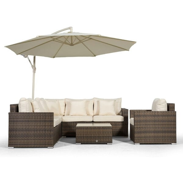 Giardino Havana 6 Seat Rattan Corner Sofa and Armchair Set with Coffee Table