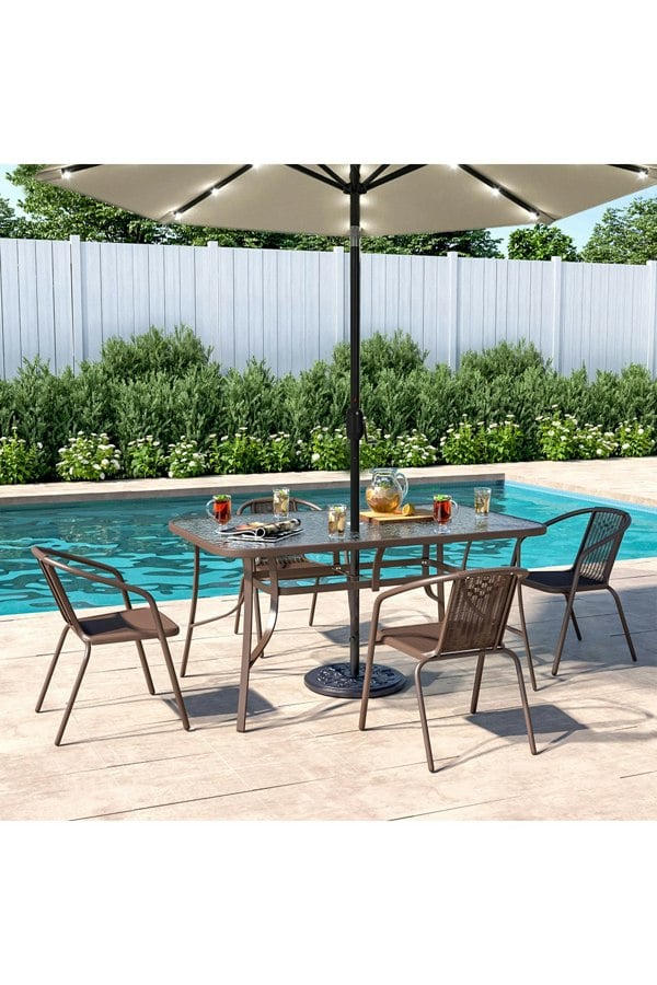 Living and Home 4 Person Patio Garden Dining Set With Umbrella