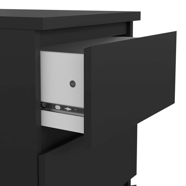 Wyld Haus Budapest Matt Black Wooden Bedside Table 3 Drawers