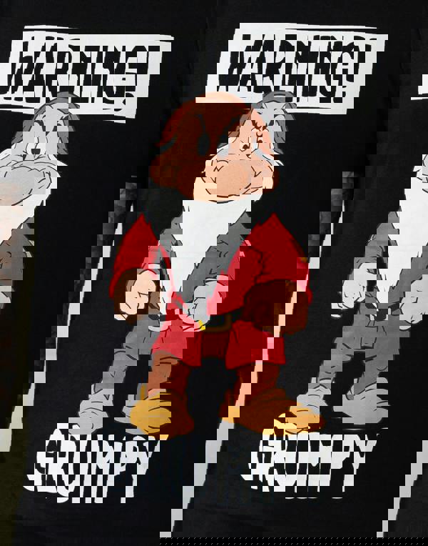 Disney Snow White & The Seven Dwarfs Mens Black Grumpy Short Sleeve Long Leg Pyjama Set