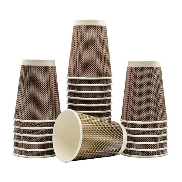 ECONX 12oz Coffee Paper Cup VIP Designed 3PLY Disposable Coffee Cup for Takeaway Hot Drinks Brown
