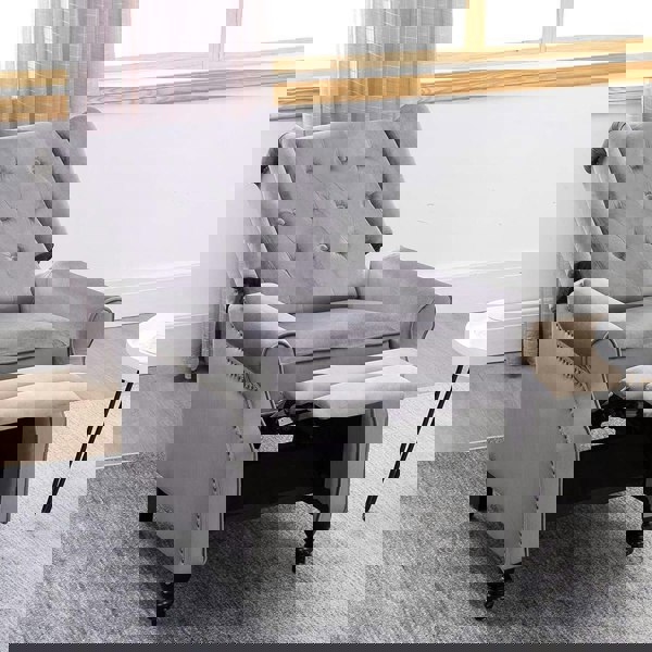 Antwerp Velvet Pushback Recliner Wingback Armchair in Grey