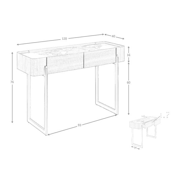 Angel Cerdá Rectangular porcelain marble, walnut and dark metallic steel console table 3254