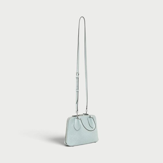 Tory Burch Monogram T Logo Leather Mini Swing Bag Ice Blue