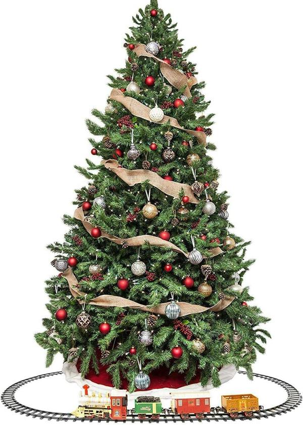 MANTRARAJ 12pcs Christmas Train Set Track Deluxe Musical Sound Light Around Tree Decoration Xmas