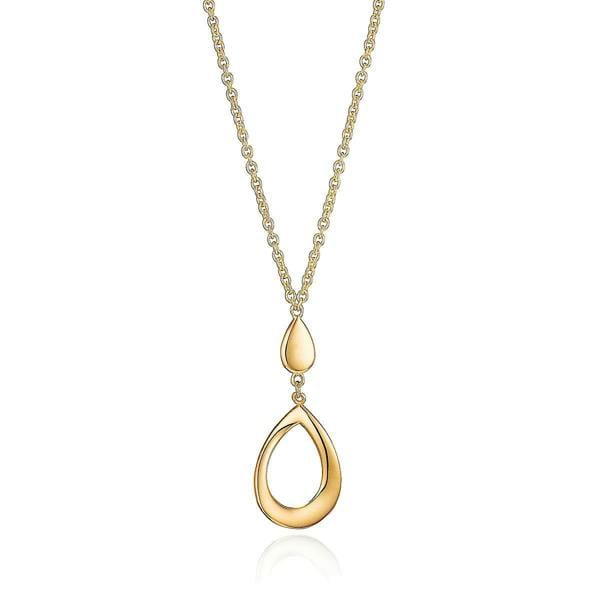 Pia 9ct Gold Teardrop Pendant, Open & Solid Polished