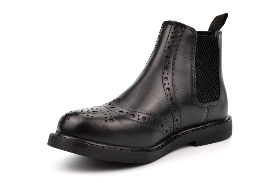 Roamers Boys Leather Ankle Boots - Black