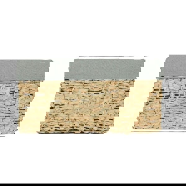 Thatch Grass Woven Storage Basket with Grey Cotton Lining