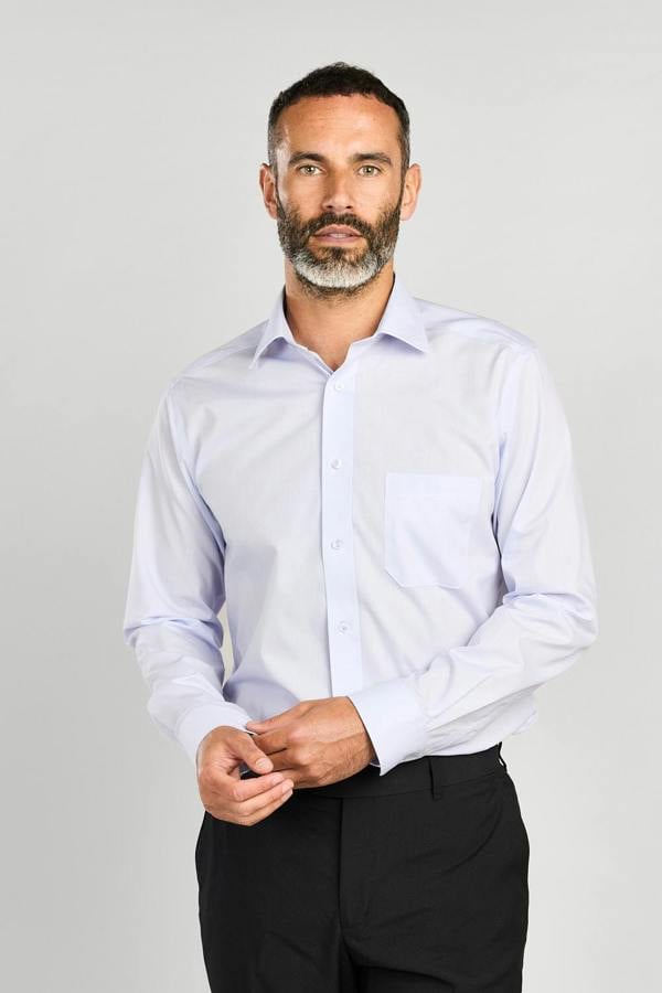 Ice Grey Long Sleeve Cotton Rich Non-Iron Shirt