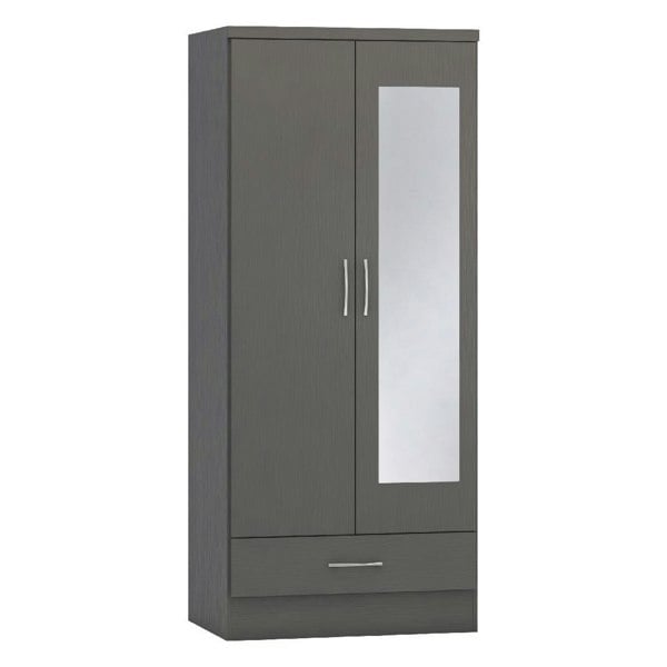 Seconique Nevada 2 Door 1 Drawer Mirrored Wardrobe