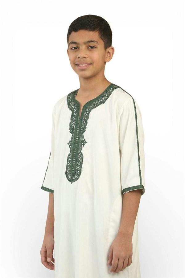 Infinity Leather Kids Boys Moroccan Thobe Robe Djellaba Gandoura Eid Jubba- K-GG008