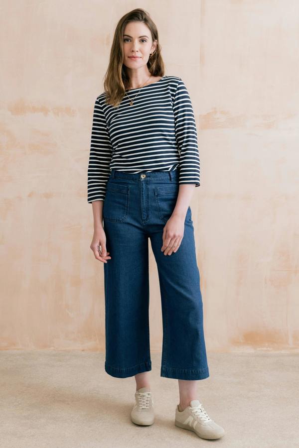 Lily & Me Amelia Denim Cropped Wide Leg Jeans