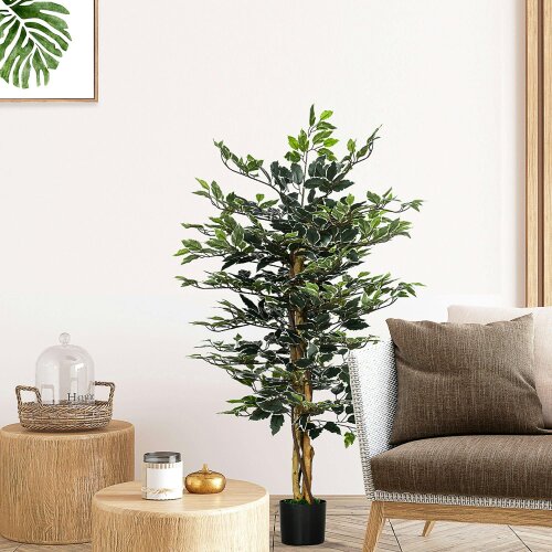 Wyld Haus Nedori Tall Artificial Ficus Style Tree With Realistic Leaf Detail In Pot For Office Interiors