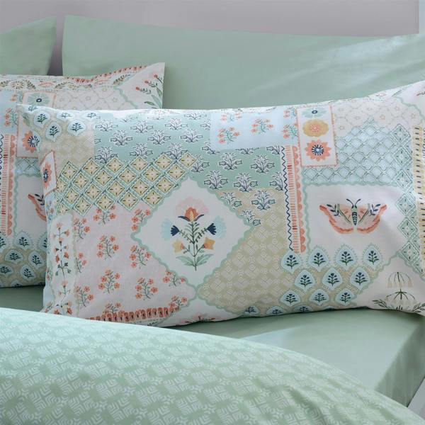 Folk Patchwork Green Duvet Cover Set
