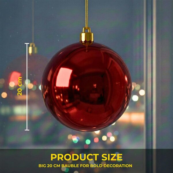 Shatchi 20cm Dark Red Glossy Christmas Bauble for Festive Trees, Mantels and Seasonal Home Décor