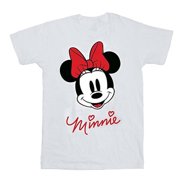 Disney Girls Minnie Mouse Face Cotton T-Shirt - White