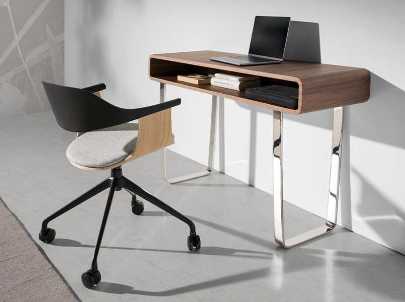 Angel Cerdá Swivel office chair in light grey fabric and black pvc 4130