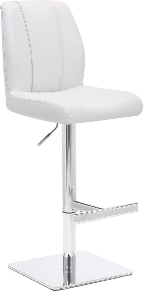 Lamboro Ravenna Signature White Real Leather Bar Stool, Chrome & Weighted Base, Home & Kitchen