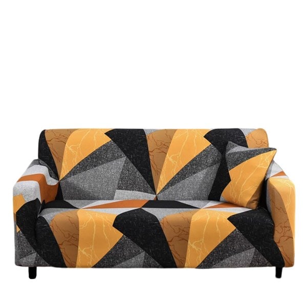 Anyhouz Anyseat Sofa Cover Golden Yellow Geometric Style 4 Seater