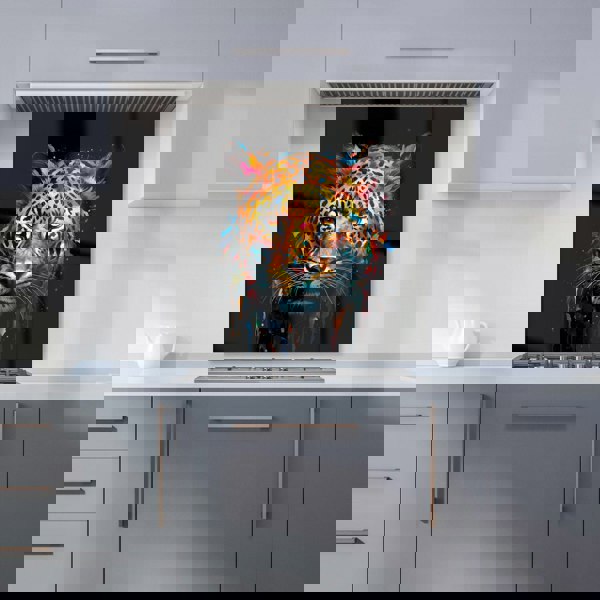 Warren Reed - Designer Splashart Leopard Face Kitchen Splashback