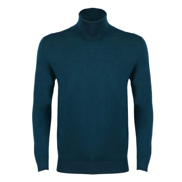 David WeJ Dixon Light Wool Turtleneck Jumper - Teal