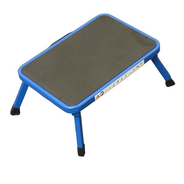 Aluminium Single Folding Step Stool Blue (Caravan Non Slip Platform Foldable Collapsible)