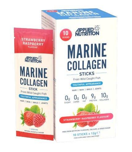 Applied Nutrition Marine Collagen Sticks, Strawberry Raspberry - 10 x 12g