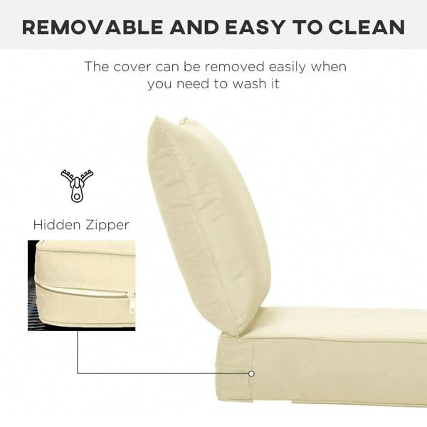 Beige cushions with hidden zipper for removable, easy-to-clean cover