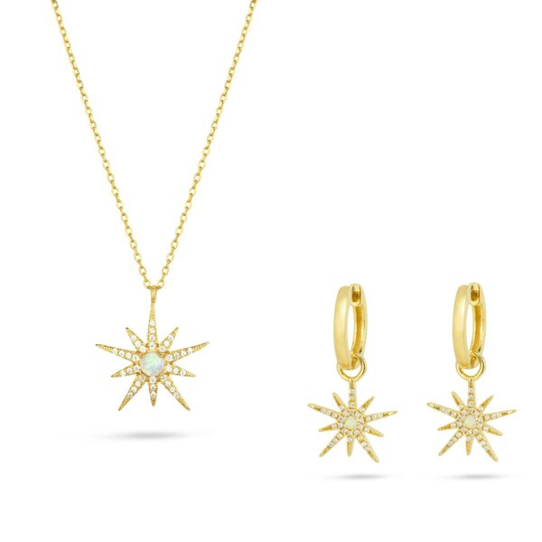 Gold Trip North Star Necklace & Earrings Set