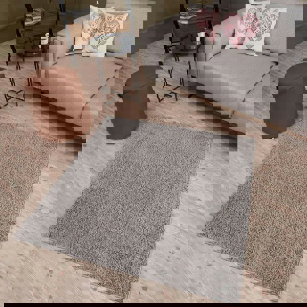 Grey shaggy rug Easy to clean, Colourfast, Resilient, Pet-friendly