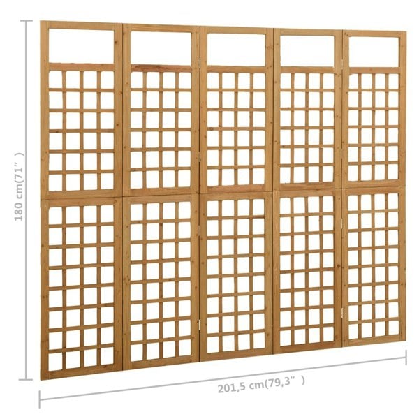 Berkfield 5-Panel Room Divider/Trellis Solid Fir Wood 201.5x180 cm