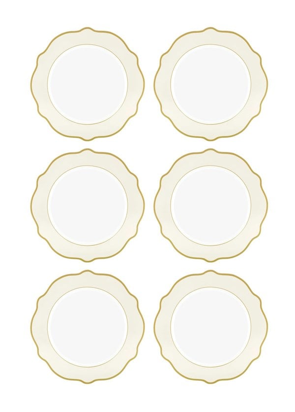 Rozi Jaswely Collection Porcelain Dinner Plates, Set of 6 (Cream)