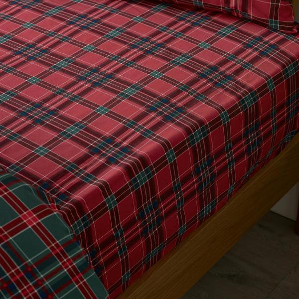 Catherine Lansfield Tartan Check Fitted Sheet Red