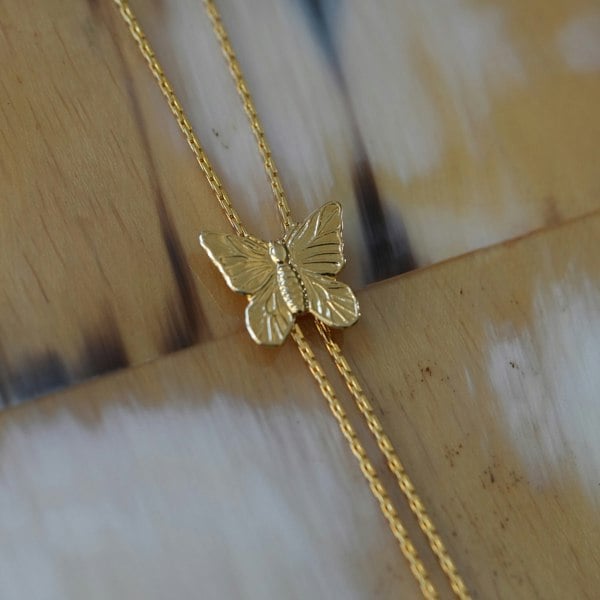 Gold Trip Vintage Butterfly Lariat Necklace