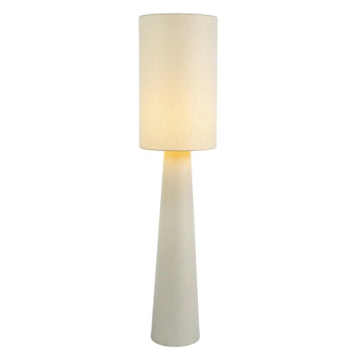 Happy Homewares Modern Soft Cream Linen Fabric Floor Lamp with Drum Shade and Base