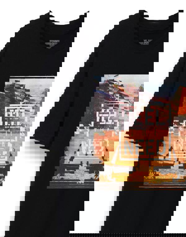 Top Gun: Maverick Mens Black Photographic Print - Feel The Need For Speed Quote Short Sleeved T-Shirt