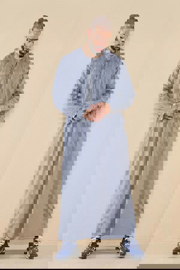 Thobez Men's Thobe Jubba Islamic Clothing Muslim Kaftan Emirati Omani Robe Arab Tassel