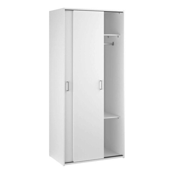 Wyld Haus Munich White Wooden Sliding Door Wardrobe 2 Doors 3 Shelves