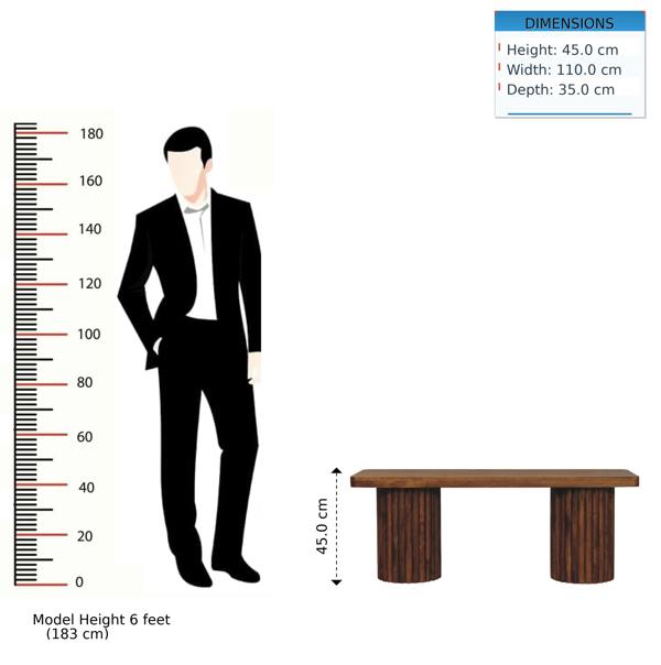 Artisan Furniture Solid Wood Astoria Fluted Bench, Brown