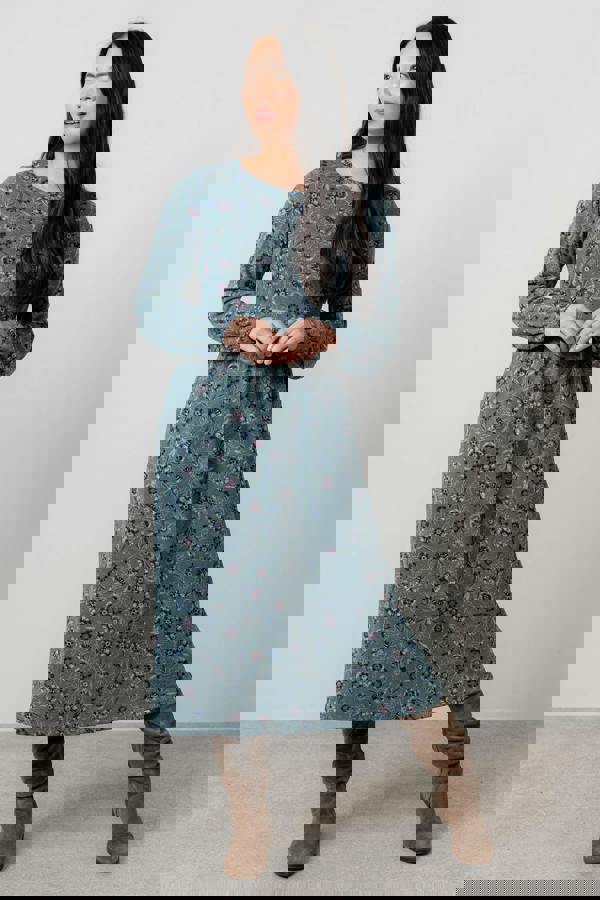 Lily & Me Damson Printed Knit Midi Dress Sea Mist