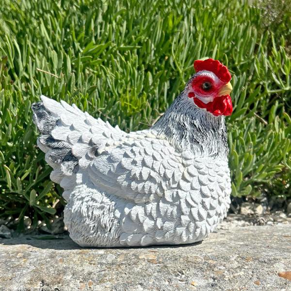Farmwood White Chicken Garden Bird Ornament Statue