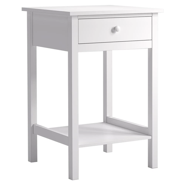 Living and Home White Storage Side Table With Single Drawer