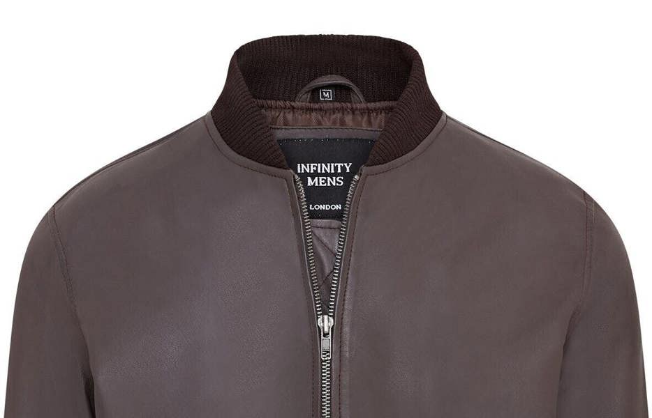 Infinity Leather Mens Soft Leather MA-1 Varsity Bomber Jacket